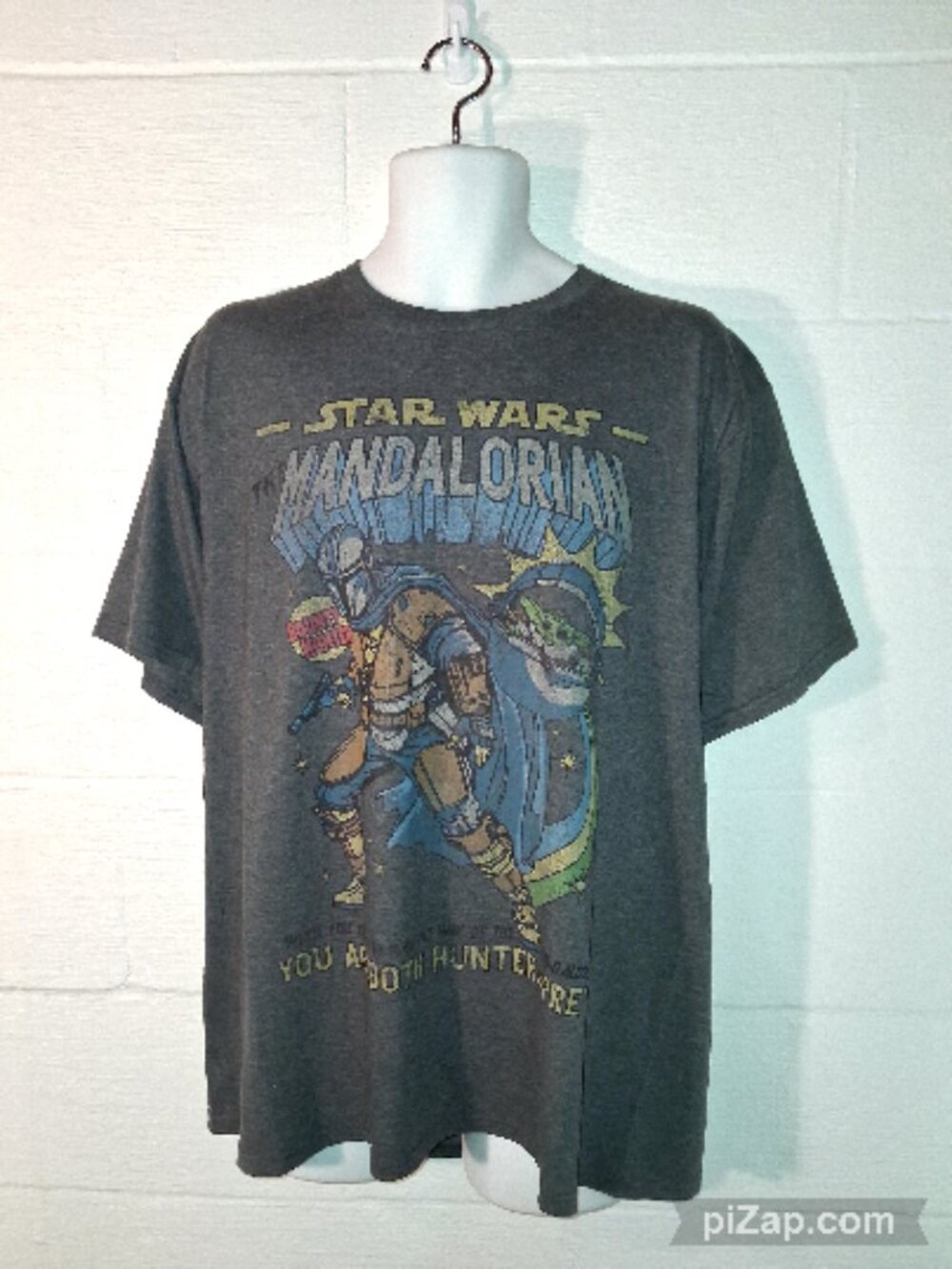 Star Wars The Mandalorian T-Shirt Hunter & Prey Djarin Grogu Adult Men's Size XL
